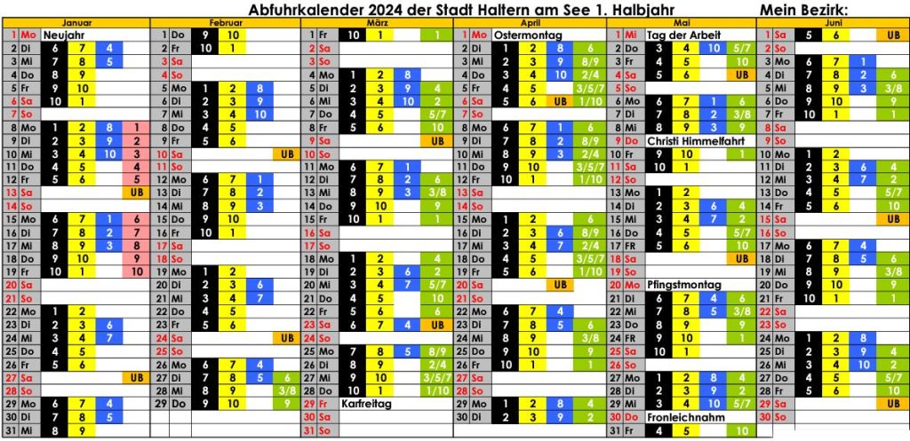 Müllabfuhrkalender 2025 Haltern