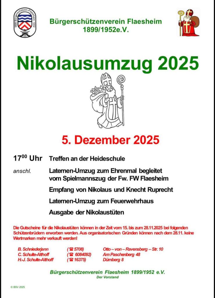 Nikolausumzug 2025 Flaesheim