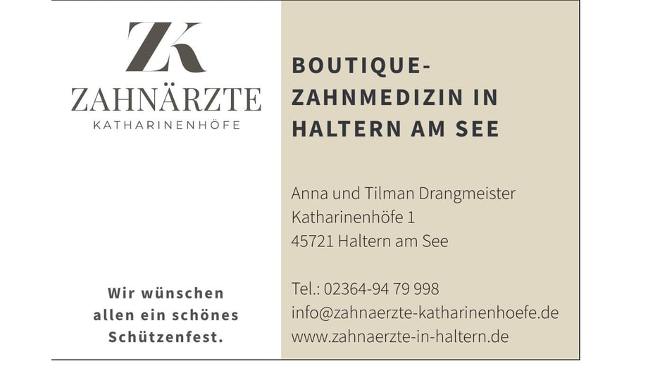 Anzeige Zahnärzte Katharinenhöfe zum Schützenfest Alt-Hamm-Bossendorf