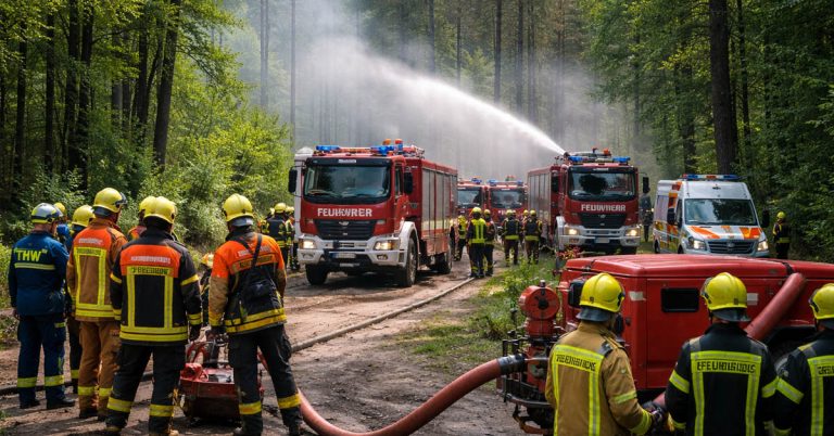 Waldbrandübung der Bezirksbereitschaft Recklinghausen in Haltern am See