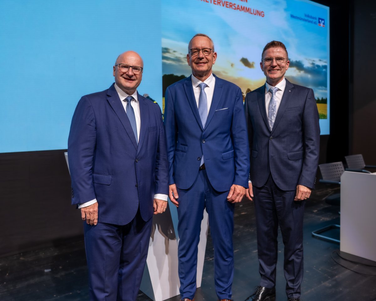 Dr. Carsten Düerkop, Matthias Entrup und Henning Henke als künftiger Dreier-Vorstand der Volksbank Westmünsterland