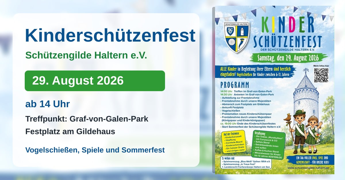 Flyer zum Kinderschützenfest Haltern der Schützengilde Haltern am 29. August 2026