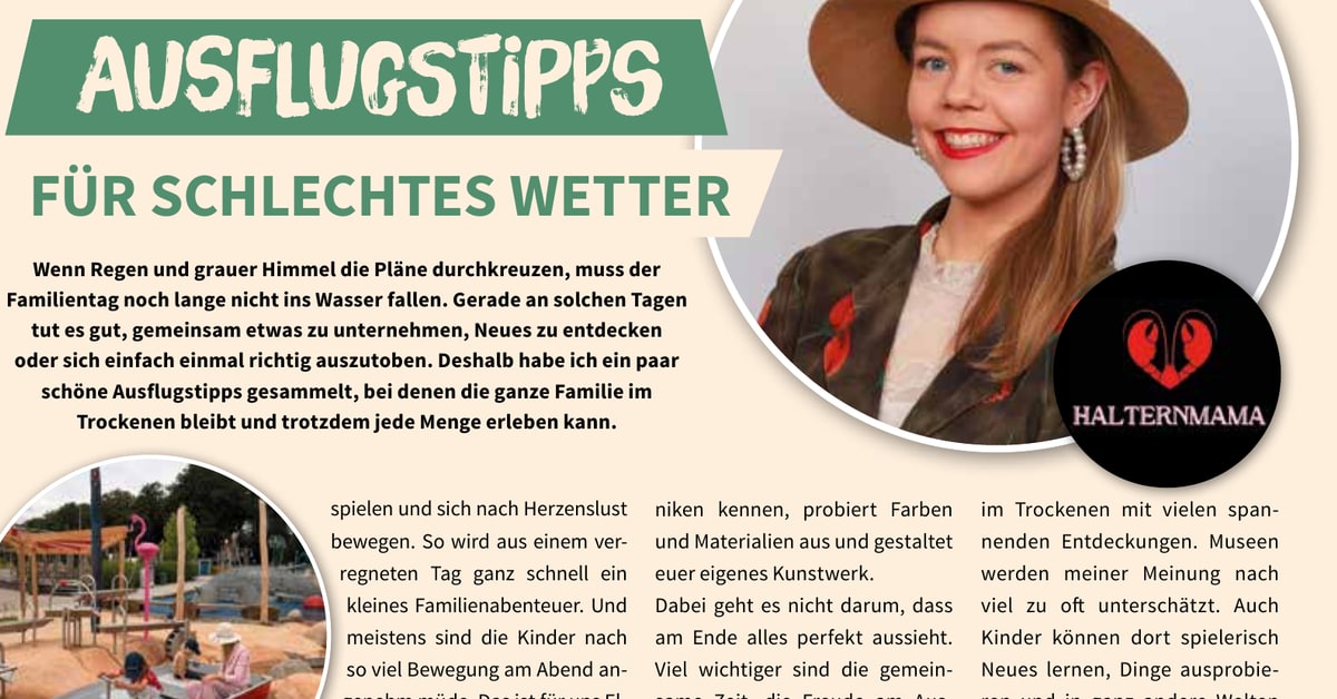 Gestalteter Lokallust-Ausschnitt mit Ausflugstipps für schlechtes Wetter