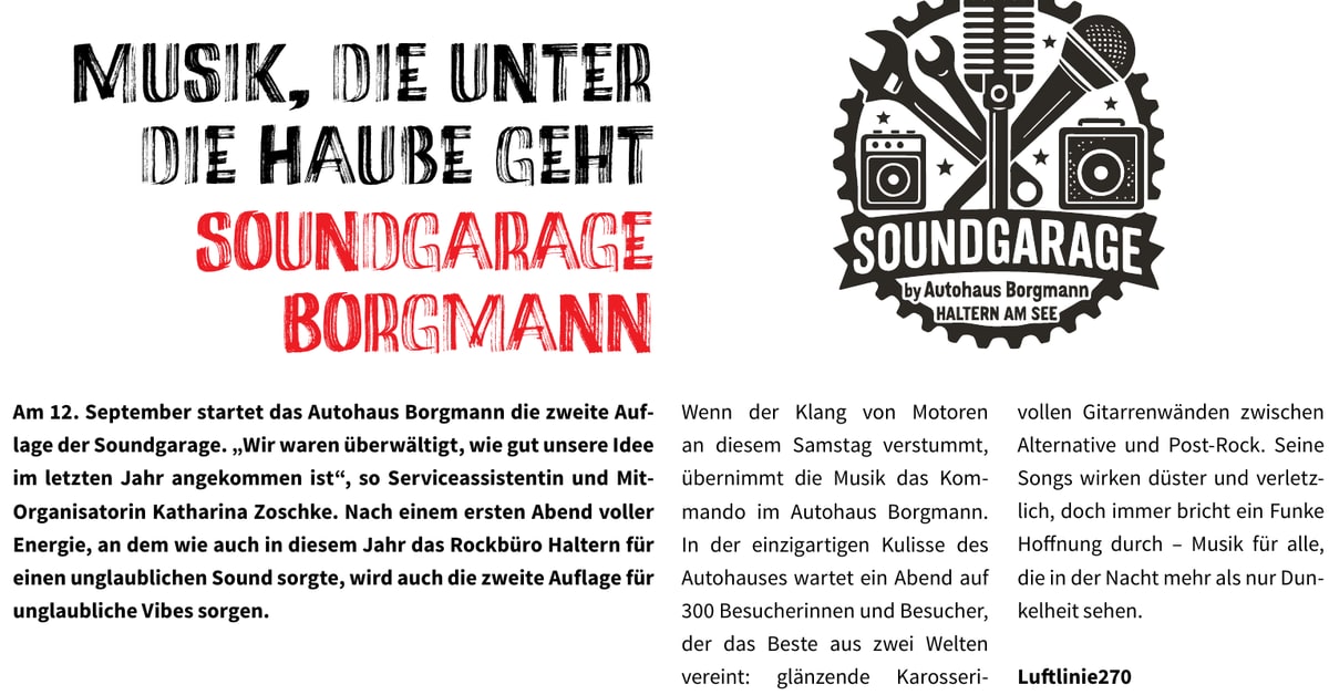 Gestalteter Lokallust-Ausschnitt mit dem Titel Musik, die unter die Haube geht