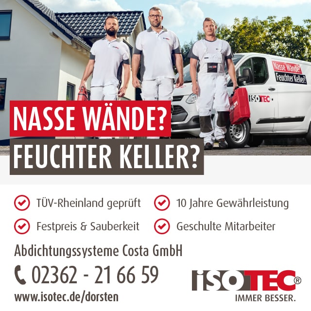 Anzeige von ISOTEC Abdichtungssysteme Costa: Nasse Wände, feuchter Keller
